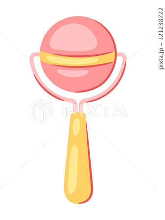 Illustration of baby rattle. New born baby girl Happy Birthday object. Illustration of baby rattle. New born baby girl Happy Birthday object. 121238722