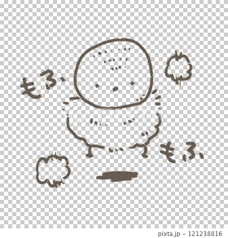 A cute, fluffy, round sparrow with winter fur, deformed line drawing 121238816