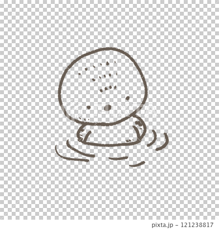 A cute sparrow looking down and quietly soaking in a hot spring. 121238817