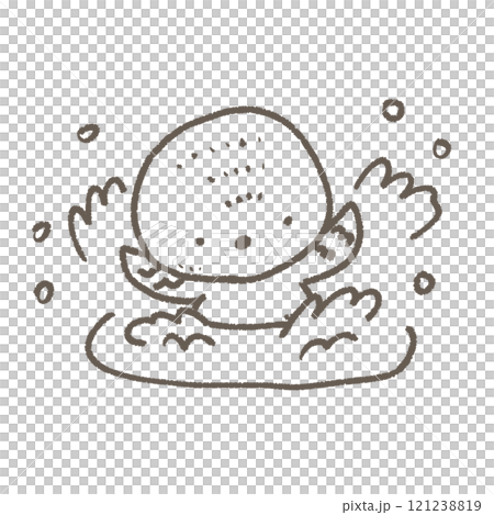 A deformed line drawing of a cute sparrow bathing in a puddle A deformed line drawing of a cute sparrow bathing in a puddle 121238819