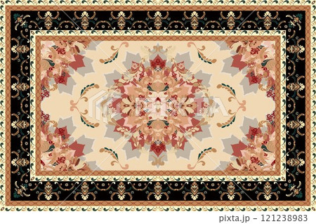 Vintage Arabic pattern.Persian colored carpet.Ikat ethnic style moroccan rug and carpet.Rich ornament for fabric design,handmade,interior decoration,rug,tapis,yoga mat,textiles.Multicolored background Vintage Arabic pattern.Persian colored carpet.Ikat ethnic style moroccan rug and carpet.Rich ornament for fabric design,handmade,interior decoration,rug,tapis,yoga mat,textiles.Multicolored background 121238983