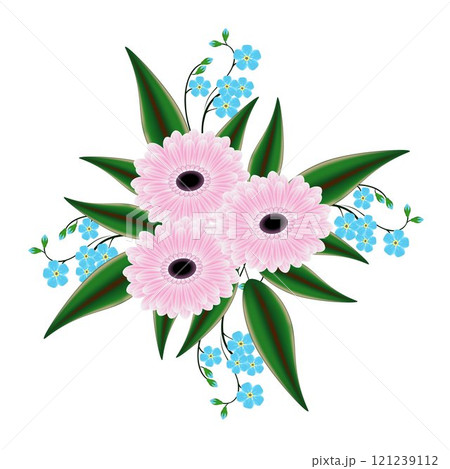 A bouquet of gerberas with forget me not. 121239112