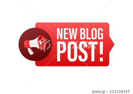 Megaphone announcing new blog post with red label 121239147