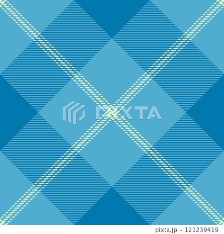 Commerce seamless textile pattern, mockup check tartan background. Scottish fabric plaid texture vector in cyan and light colors. 121239419