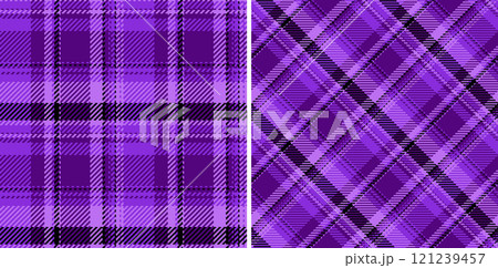 Texture seamless vector of plaid tartan pattern with a check fabric textile background. Set in popular colors. Cozy living room ideas. 121239457
