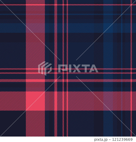 Stripped texture vector plaid, rug pattern tartan textile. Mother seamless check background fabric in dark and red colors. 121239669
