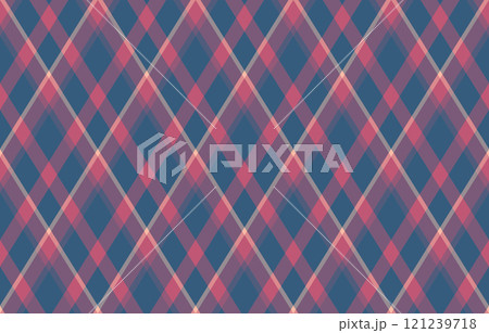 Argyle pattern of geometric rhombus. Harlequin check wallpaper design. Classic diamond shaped textile material for web background, print fabric clothing, sweater, wrapping paper, gift card, invitation 121239718