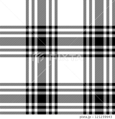 Plaid seamless pattern in black white. Check fabric texture. Vector textile print. 121239943