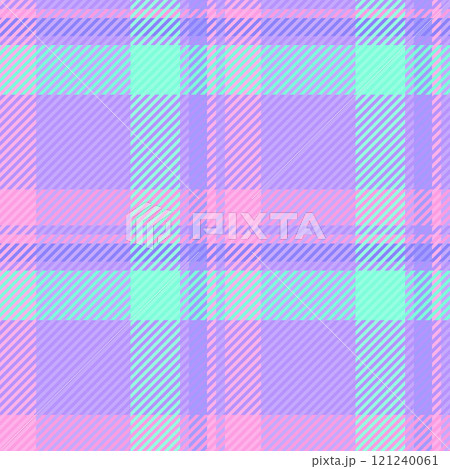 Funky vector textile pattern, lovely fabric check plaid. Crossed background tartan texture seamless in indigo and teal colors. 121240061