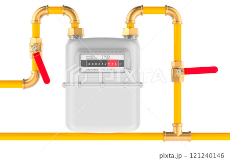 Natural gas meter with tubes. 3D rendering 121240146