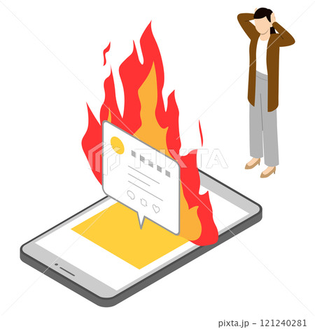 SNSで炎上する女性・アイソメトリック 121240281