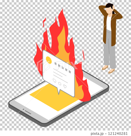 SNSで炎上する女性・アイソメトリック 121240281