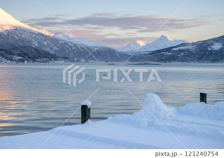 Landscape with fjord and mountains, Norway 121240754