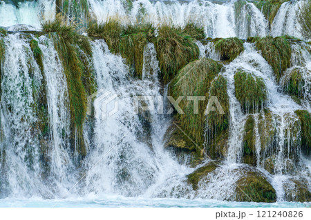 Beautiful Krka river waterfall landscape, Krka National Park in Dalmatia region, Croatia Beautiful Krka river waterfall landscape, Krka National Park in Dalmatia region, Croatia 121240826
