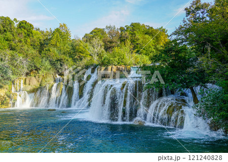 Beautiful Krka river waterfall landscape, Krka National Park in Dalmatia region, Croatia Beautiful Krka river waterfall landscape, Krka National Park in Dalmatia region, Croatia 121240828