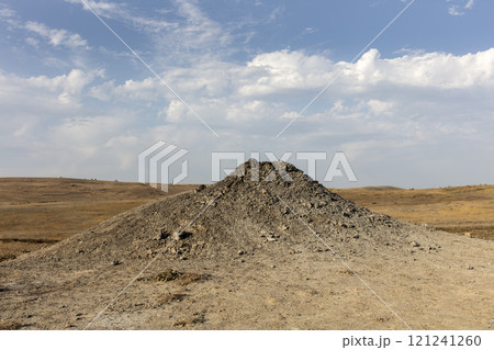 photo of a mud volcano eruption, landscape photography 121241260
