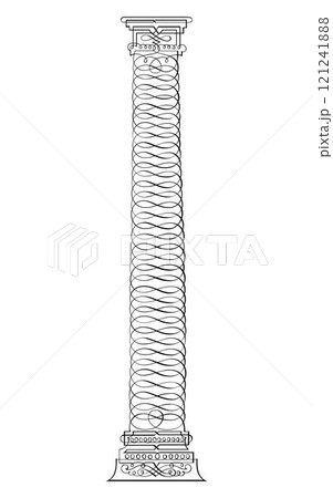 Classic carved architectural pillars line art 121241888
