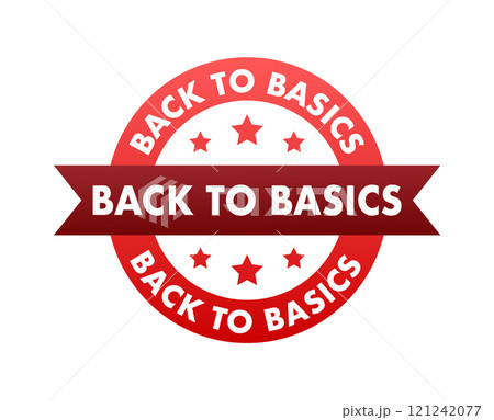 Back to basics red circular stamp with ribbon and stars Back to basics red circular stamp with ribbon and stars 121242077