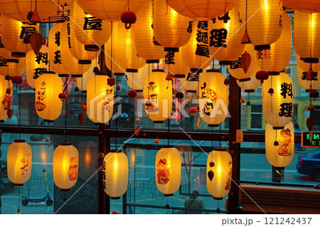 Yellow Chinese lanterns 121242437