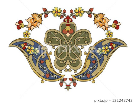 Vintage floral calligraphic floral vignette scroll corners ornamental design elements black  and color set isolated vector illustration 121242742