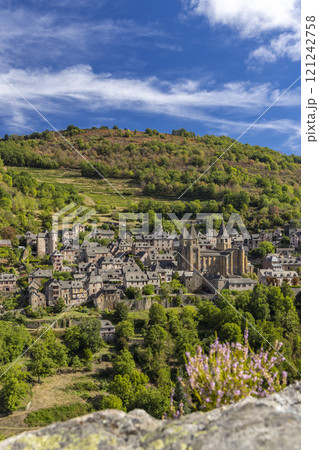 UNESCO village of Conques-en-Rouergue in Aveyron department, France UNESCO village of Conques-en-Rouergue in Aveyron department, France 121242758