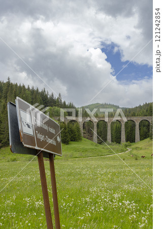 Railway bridge Chramossky viadukt near Telgart, Horehronie, Slovakia 121242854