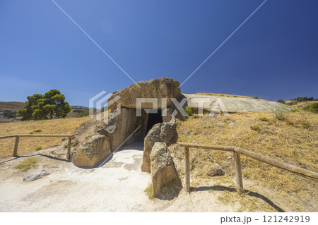 Dolmen de Menga from the 3rd millennium BCE, UNESCO site, Antequera, Spain Dolmen de Menga from the 3rd millennium BCE, UNESCO site, Antequera, Spain 121242919