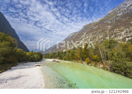 Landscape with river near village Bovec, Triglavski national park, Slovenia 121242966