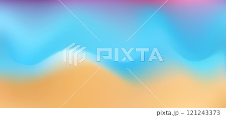 Bright vector light blue and orange brown wavy mesh gradient background. Abstract 3d curve shapes sand and water beach fluid digital watercolor for banner design, water sky concept, liquid poster 121243373