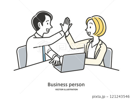 笑顔でハイタッチする二人のビジネスパーソン 121243546