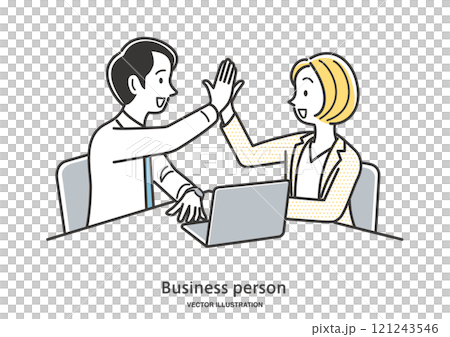 笑顔でハイタッチする二人のビジネスパーソン 121243546