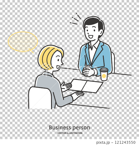 A young man consulting with a female advisor 121243550