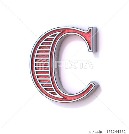 Red silver festive font Letter C 3D Red silver festive font Letter C 3D 121244382