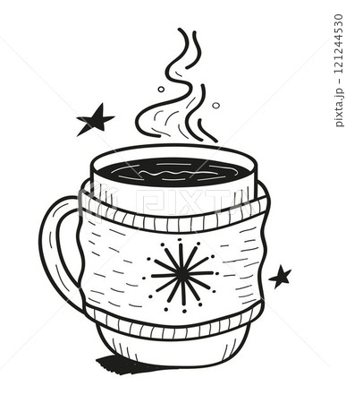 Winter hot drink in doodle style. Mulled wine, orange punch, and apple punch with cinnamon and cardamom. Winter hot drink in doodle style. Mulled wine, orange punch, and apple punch with cinnamon and cardamom. 121244530