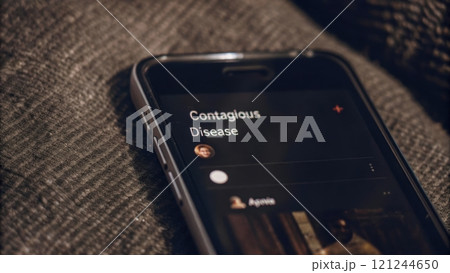 Health warning notification Mobile screen displaying health alert message 121244650
