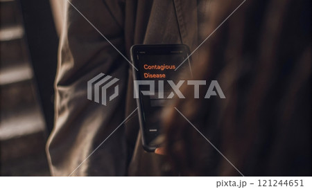 Health warning notification Mobile device with engaging content displayed 121244651