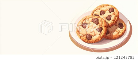 A plate of delicious chocolate chip cookies A plate of delicious chocolate chip cookies 121245783