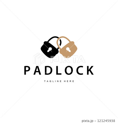 black silhouette padlock logo security illustration with simple shape design template 121245938