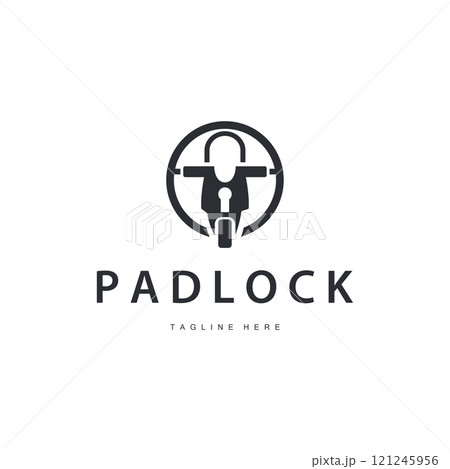 black silhouette padlock logo security illustration with simple shape design template black silhouette padlock logo security illustration with simple shape design template 121245956