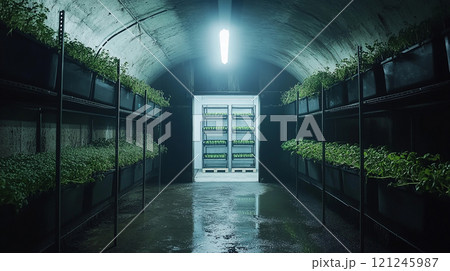 地下の水耕栽培室 地下の水耕栽培室 121245987