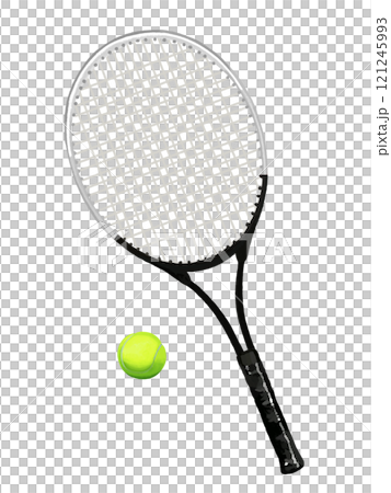 網球拍（白）和網球 121245993
