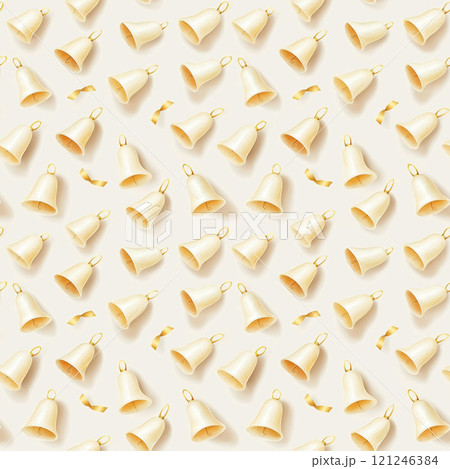 A seamless pattern featuring small, light-colored bells arranged uniformly on a plain background,seamless pattern background 121246384