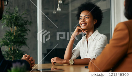 ミーティングをする男女 ミーティングをする男女 121246509
