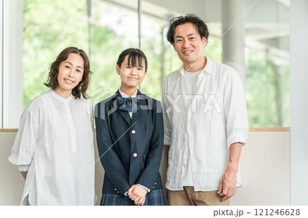 笑顔の仲良しの家族写真(核家族・親子・両親・娘) 笑顔の仲良しの家族写真(核家族・親子・両親・娘) 121246628