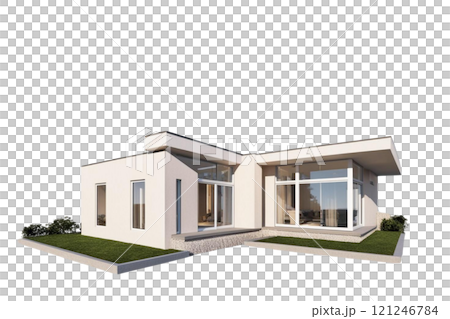 3d render of a modern house on isolate transparency background, PNG  121246784
