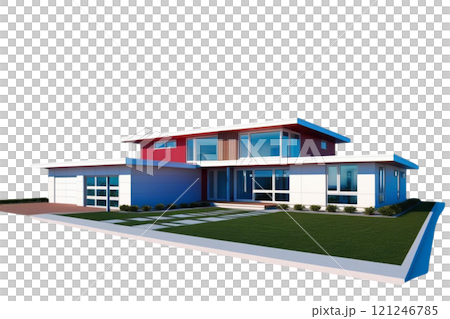3d render of a modern house on isolate transparency background, PNG  121246785