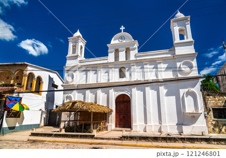 Church of San Jose Obrero in Copan Ruinas near the Mayan archaeological site of Copan in Honduras 121246801
