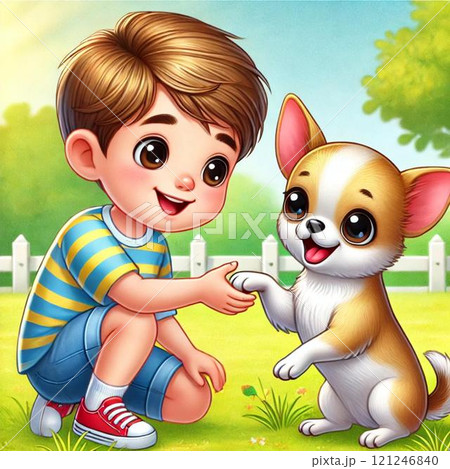 楽しそうにお手するペット(チワワ) 121246840