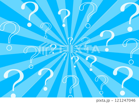 背景素材　ポップな放射線状のはてなマーク柄背景 121247046