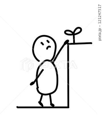 背伸びをする人のゆるいイラスト 背伸びをする人のゆるいイラスト 121247517